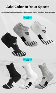 Detail of ankle and crew sports socks with breathable mesh and arch compression