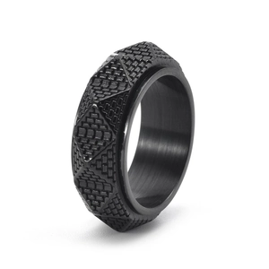 Drehbarer schwarzer Edelstahlring für Herren mit antikem ägyptischem Pyramiden-Geometriedesign