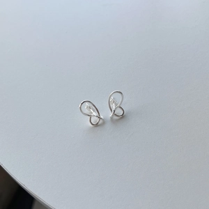 Minimalist S925 sterling silver stud earrings featuring symmetric butterfly wing hollow lines