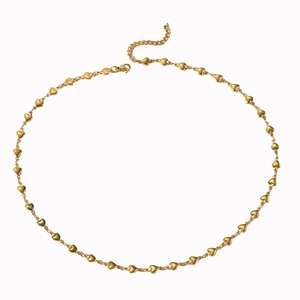 Minimalist gold heart-shaped stainless steel necklace with adjustable extension chain