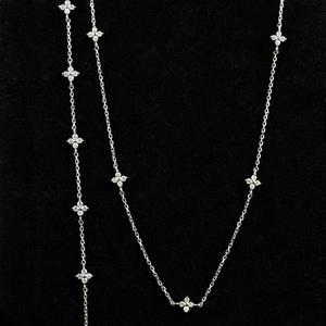 Elegant S925 sterling silver four-leaf clover necklace with sparkling zircon pavé