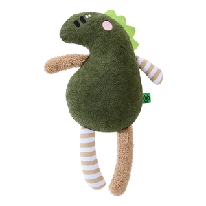 Plush dinosaur pet toy with textured green fabric and crinkle sound for cats and dogs