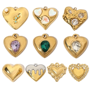 Heart Pendant Stainless Steel Zircon Rhinestone ABS Artificial Pearl DIY Jewelry Accessory Necklace French Vintage Style Women