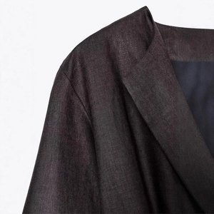 Veste d'automne à revers avec taille ceinturée en lin texturé pour femme moderne