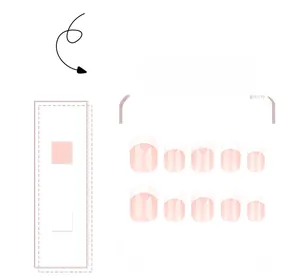 Detailed set of 10-piece short square French press-on nails in pink and white