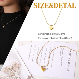 Gouden hartvormige hanger ketting voor dames met verstelbare ketting en glanzende finish