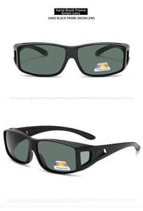Polarized sports sunglasses in matte black frame and dark green lenses for outdoor cycling