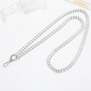 Detail view of silver metal crossbody chain strap with lobster clasps for DIY phone cases