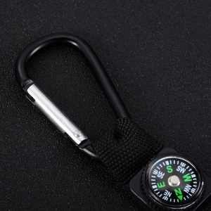 Tactical black nurse pocket watch with compass and durable metal carabiner clip