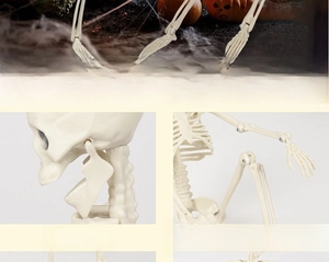 Detail showing the realistic movable lower jaw and flexible joint design of the skeleton model
