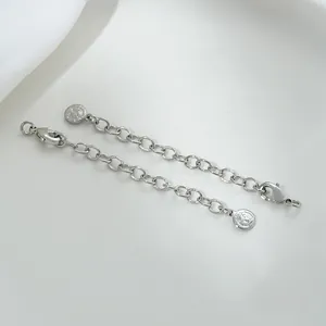 Silver lobster clasp extension chains with circular embossed portrait pendants for DIY jewelry