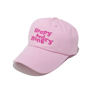 Casquette de baseball rose en coton avec broderie Sleepy And Hungry pour femmes et hommes