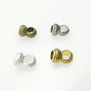 Tibetan silver cylinder spacer beads with tire texture for DIY jewelry making