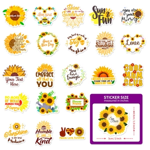 50pcs sunflower waterproof stickers set with aesthetic quotes for laptops and phones