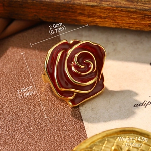 Detailed view of rose flower ring with size 2.0x2.65cm and weight specifications