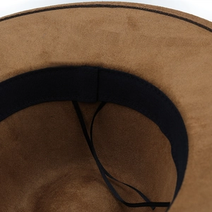 Brown western suede cowboy hat featuring adjustable inner sweatband and drawstring