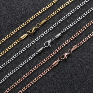 Stainless Steel Cuban Link Chain Necklace Hiphop Style Unisex Jewelry With Vacuum Plating And Lobster Clasp