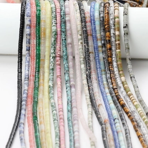Various 2x4mm natural stone tube beads for DIY jewelry making in multi-colored strands