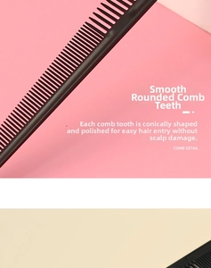 Detail of round comb teeth with conical smooth finish for gentle scalp protection