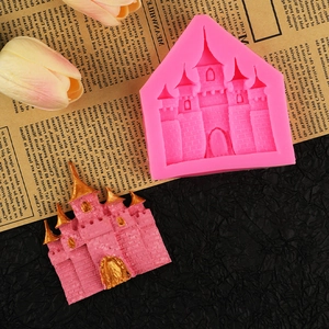 Pink silicone mold for fairy tale castle fondant cake and DIY chocolate resin crafts