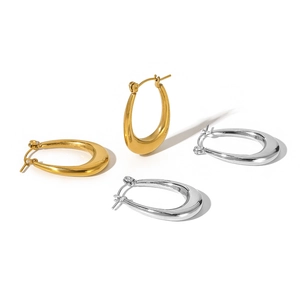 Boucles d'oreilles créoles en forme de U en acier inoxydable doré 18K et argenté
