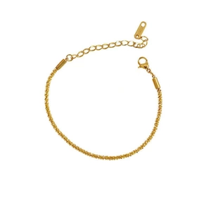 Minimalist 18K gold plated sparkling twist chain bracelet with lobster clasp and extender
