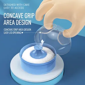 Blaue Babypuder-Box mit weicher Puderquaste und griffigem, transparentem Deckel