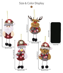 Größenanzeige der 18cm Weihnachtsmann, Rentier, Schneemann und Bär Plüsch Christbaumschmuck