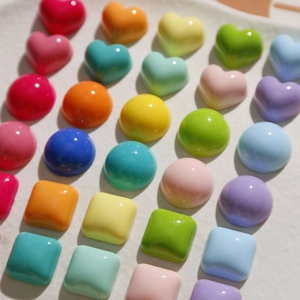 Colorful resin heart round square cabochons for DIY jewelry and craft making