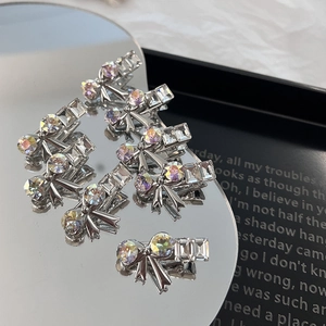 Bow Hair Clips Mini Alloy Colorful Rhinestone Duckbill Side Barrette Sparkly Elegant Fashion For Women