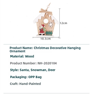 Detail view of 10.5x12cm wooden Santa ornament with manual coloring and dimensions