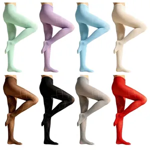 Slimming hollow diamond lattice tights for women in eight stylish retro colors
