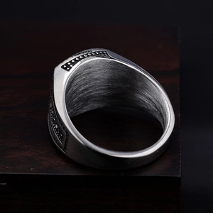 Vintage stainless steel men's ring with polished dot edges and brushed interior finish