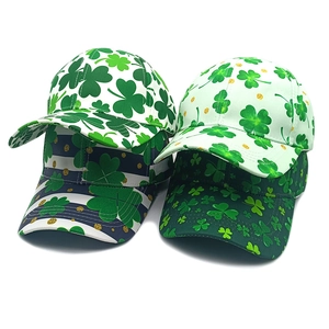 St. Patrick's Day Baseballkappe Kleeblatt-Druck Verstellbarer Sonnenhut Irisches Festival Party Grün Weiß Polyester Hut