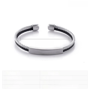 Detail of twisted cable stainless steel bangle with 64mm inner diameter and 18g weight