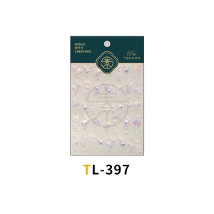 Detail of TL-397 nail art stickers featuring laser butterfly and floral embossed designs