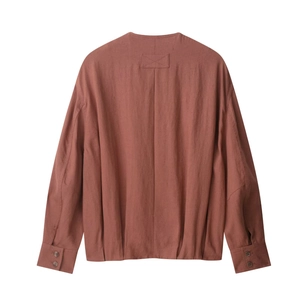 Terracotta suede texture loose jacket with back stitching and long drop-shoulder sleeves