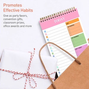 Daily planner notebook with spiral binding, todo list notepad for daily productivity habits.