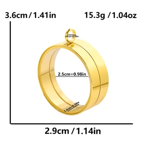Detailed size specifications for the gold stainless steel locket pendant dimensions