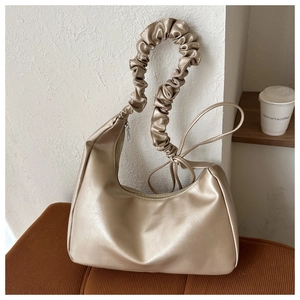 Gold metallic ruched handle underarm bag stylish trendy chic hobo shoulder handbag for women new