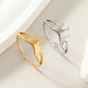 Crown Ring Stainless Steel Open Adjustable Fashion Minimalist Jewelry For Women And Men