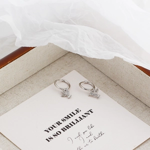 Detail view of S925 sterling silver hummingbird earrings with crystals on card