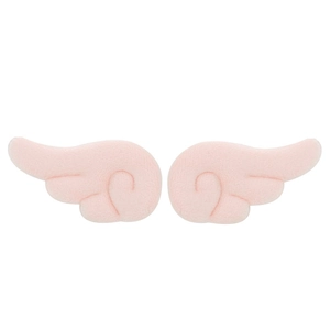Close-up of soft pink plush angel wings accessories for DIY hair ornaments and apparel