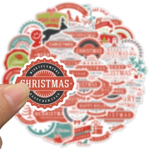 Set of 45 waterproof cartoon Christmas stickers for luggage, laptop and guitar decoration