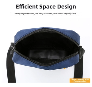 Detailed interior view of lightweight blue crossbody bag showing spacious main pocket design