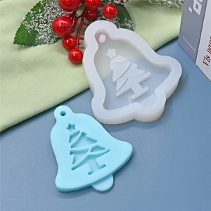 Christmas bell silicone mold with tree patterns for DIY baking and festive cake decorating