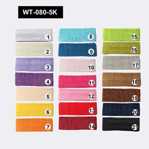 Terry cloth athletic headbands shown in 21 vibrant candy colors grid for selection