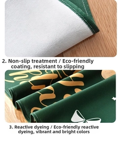 Detail of Easter table runner with anti-slip coating and reactive printing patterns