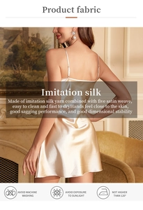 Luxurious champagne satin nightdress detail showing smooth silk texture and fine fabric weave