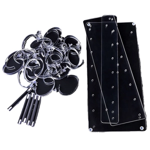 Multi-tier acrylic watch stand kit with transparent C-rings and black base panels